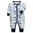 thumbnail image 2 of Emy Dola Baby Boys Long Sleeve Romper Jumpsuit Button Snap Up Infant One-piece Bodysuit Dinosaur Truck Prints Newborn Clothes 0-24M, 2 of 8
