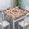 thumbnail image 3 of Pioneer Flower Floral Print Pattern Square Fitted Tablecloth with Elastic Edge,Square Table Cover,Washable Elastic Table Cover for Home Kitchen Party Decor 34"x34", 3 of 6