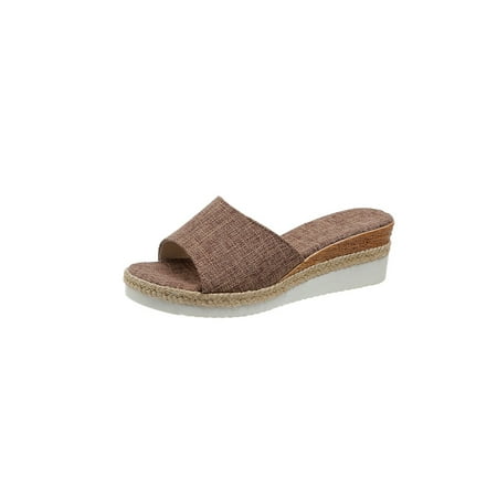 

Ymiytan Ladies Sandals Summer Espadrilles Beach Slides Indoor Outdoor Lightweight Non-Slip Slip On Slide Slippers Camel 7