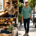 thumbnail image 5 of Dweltoz Men's Henley Shirts Long Sleeve 3 Button Casual Basic Solid Pullover Shirt Soft Comfortable Lightweight Classic Tee Tops,Mint Green L, 5 of 5