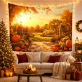 thumbnail image 3 of Stone Pathway Through Rustic Gate With Pumpkins, Cozy Digital Art For Nature Lovers, Autumn Landscape Decor, Thanksgiving Hostess Gift, Tapestry Wall Hanging For Living Room And Bedroom, 3 of 7