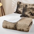 thumbnail image 4 of Manfei Farmhouse Grizzly Bear Quilt King, Vintage Cottage King Coverlet Set, Brown Tan, Black Reversible, 3 Pieces, 1 Bedspread and 2 Pillowcases, 4 of 7