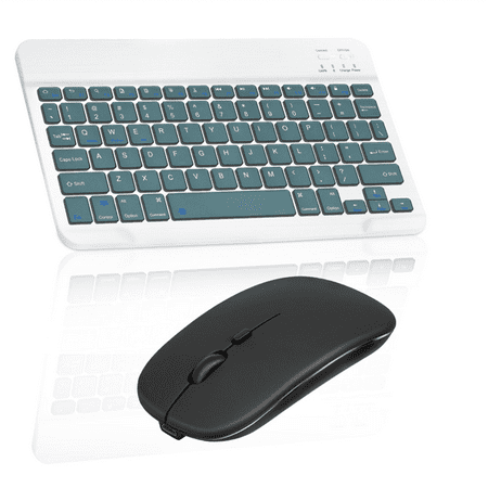 Rechargeable Bluetooth Keyboard and Mouse Combo Ultra Slim Keyboard and Mouse for Prestigio Multipad 4 Quantum 7.85 and All Bluetooth Enabled Mac/Tablet/iPad/PC/Laptop -Pine Green with Black Mouse
