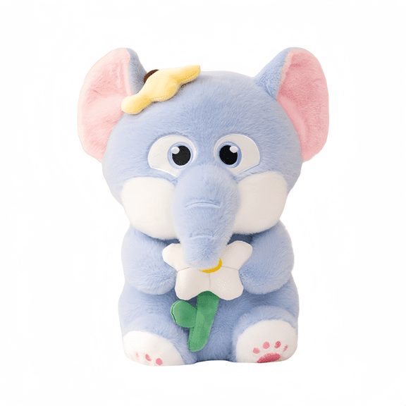 Cute Blue Elephant Stuffed Animal Doll & Fall Decor Gift - Autumn Collection Elephant Plush Toy