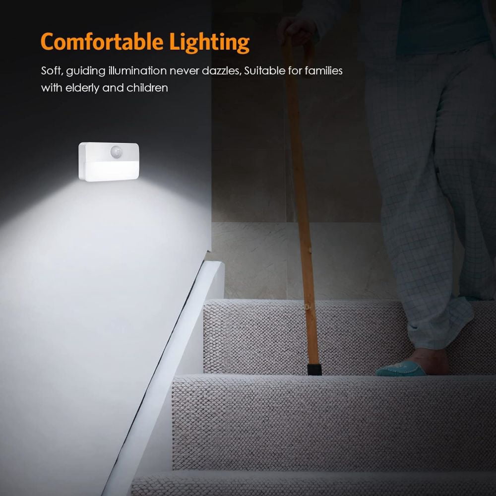 VIVIHEYDAY LED Night Light Lamp with Motion Sensor Dusk to Dawn Sensor Battery Operated Stair Lights, 1 Pack