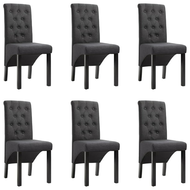 Dining Chairs 6pcs Dark Gray Fabric, Dark Grey Leather High Back Dining Chairs