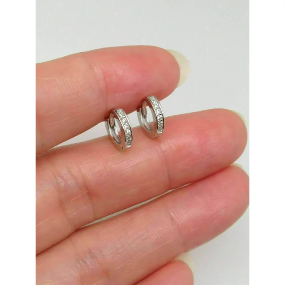 1Ct Round Cut Lab-Created Moissanite Huggie Hoop Earrings 14K White Gold Plated