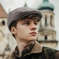 thumbnail image 2 of Classic Solid Flat Cap Newsboy Hats for Men Cabbie Driving Scally Adjustable, 2 of 7