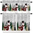 thumbnail image 2 of Kitchen Curtains Tiers and Valances Set, Christmas Snowman Snowflake Tree Scarf Winter Gray Rod Pocket Valance Short Window Decor Curtains for Kitchen Cafe Bathroom, 27.5"x36", 3 Pieces Set, 2 of 5