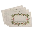 thumbnail image 1 of SARO QX653.N1420B Napperon en Lin Brodé Design Houx - Naturel - Lot de 4, 1 of 1