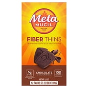 Metamucil Fiber Supplement Chewable Thins, Fiber Powder Food, Chocolate, 12 Count