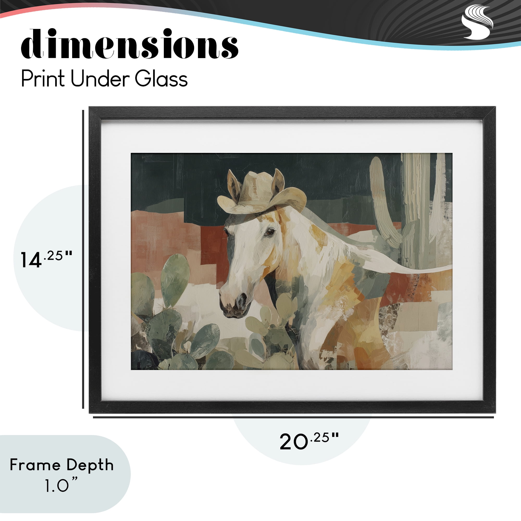 Stupell Industries Horse in Cowboy Hat Black Framed Print Under Glass, design by Chromatic Storm Studio