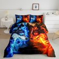 thumbnail image 2 of Homewish Blue Red Wolf Queen Comforter Set, Magic Rustic Animal Bedding Sets, Teens Kids Boys Girls Reversible Bedding Comforter Set, Lightweight Room Decor, 3pcs, 2 of 8