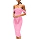 thumbnail image 1 of Vestido PRETTYGARDEN 2025 Midi Ruched Rosa XL con Hombros Descubiertos, 1 of 7
