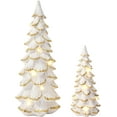 thumbnail image 1 of Christmas Tree with Lights 2PCS White Gold Tabletop Trees Decor Light Up Resin Xmas Tree for Holiday Desk Centerpieces, House Office Mantel Display, 1 of 7