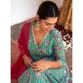 thumbnail image 4 of Janasya Women's Green Georgette Digital Floral Printed Angrakha Kurta with Palazzo and Dupatta, 4 of 6