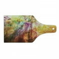 thumbnail image 1 of Modern Cutting Board, Rainbow Water Painting Colored on a Canvas Painting Like Vision Image Print, Decorative Tempered Glass Cutting and Serving Board, Wine Bottle Shape, Multicolor, by Ambesonne, 1 of 1