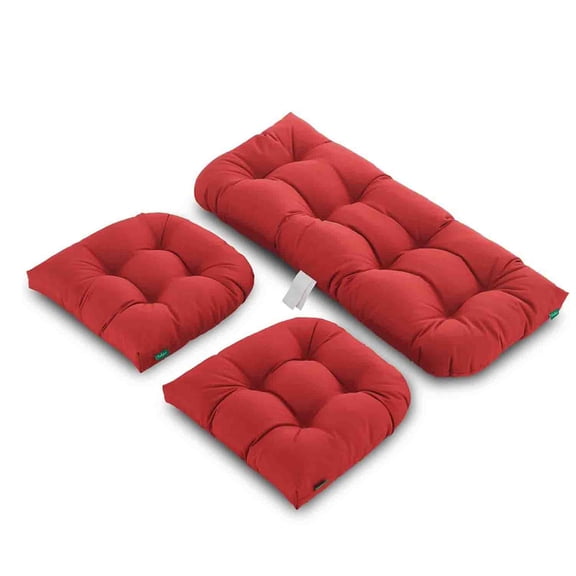 Outdoor/Indoor All Weather Tufted Wicker Chair Cushions, Loveseat and U-Shape Waterproof Cushions for Patio Furniture, Wicker Loveseat, Bench-Red