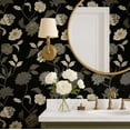 thumbnail image 4 of S4Sassy Peel And Stick Wall Covering, Floral Removable Wallwrap - Black Instant Wall Makeover Mural For Bathroom, Laundry Room, Closet Interior - Self-Adhesive Wallpaper Vinyl -25"X 60", 4 of 9