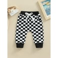 thumbnail image 2 of Bagilaanoe Newborn Baby Boy Girl Casual Long Pants Checkerboard Printed Trousers with Pockets 6M 12M 18M 24M 3T Sweatpants, 2 of 7