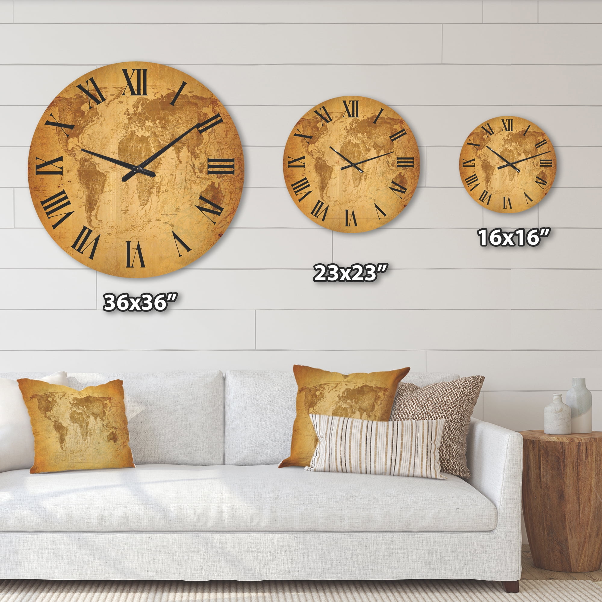 Designart 'Ancient World Map X' Vintage Wood Wall Clock