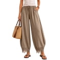 thumbnail image 3 of MLCDZ Lace Wide Leg Pants for Women Elastic Waist Drawstring Summer Lightweight Breathable Casual Pants Home Indoor Activities Trousers with Pockets, 3 of 8