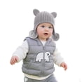 thumbnail image 5 of Wdgfv Toddlers Kids Cozy Knitted Beanie with Bear Ear, Baby Girls Boys Warm Lining Earflap Hat Trapper Hat L, 5 of 5