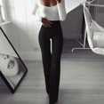 thumbnail image 1 of blanco mujeres sólido cintura alta llamarada ancho pierna chic pantalones campana inferior yoga pantalonespangjing, 1 of 4