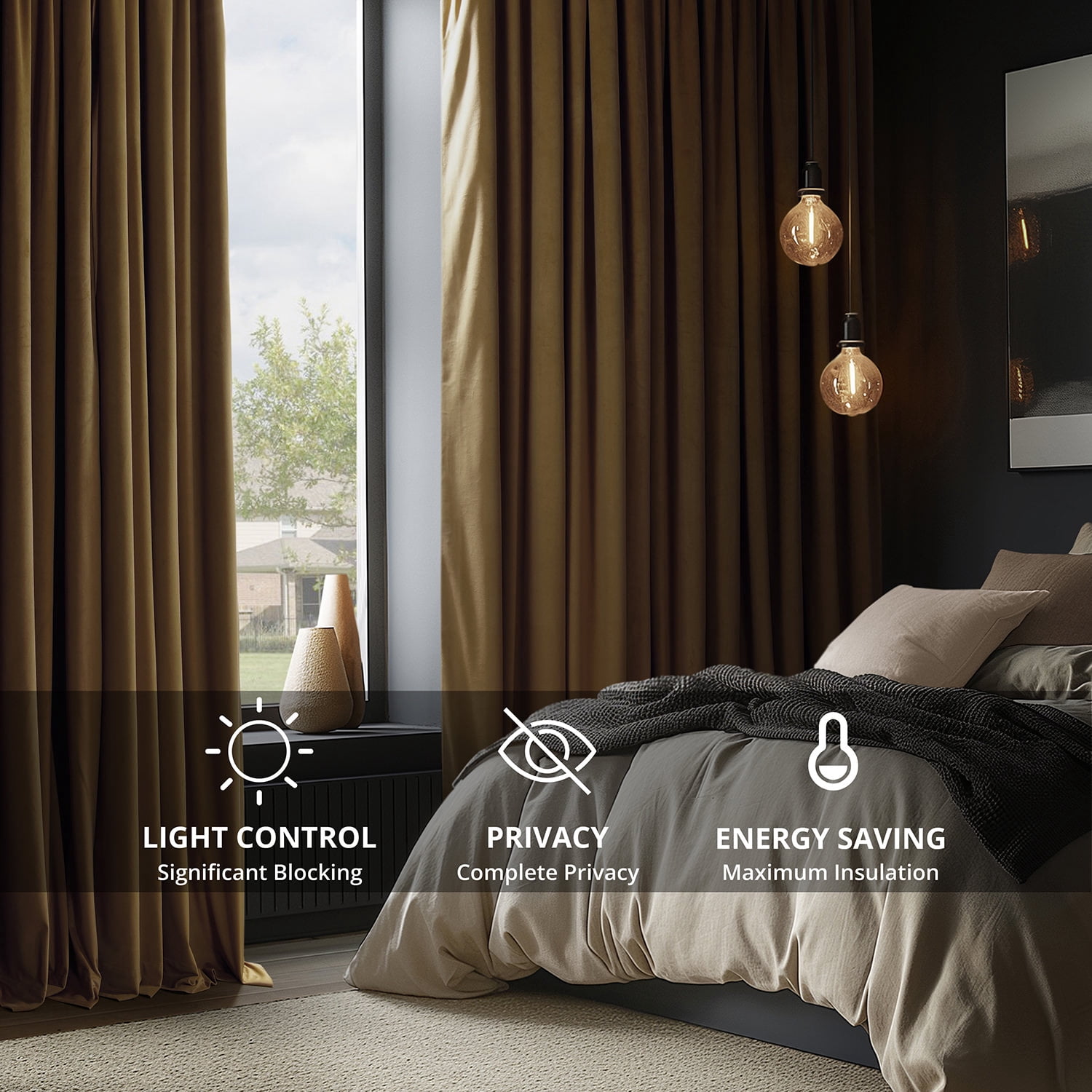 Half Price Drapes Signature Amber Extra Wide Velvet Blackout Curtains (1 Panel), 100WX 108L