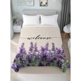 thumbnail image 2 of Full Size Flat Sheet Only, Purple Lavender Soft Brushed Microfiber Bed Sheets, Purple Spring Floral Wildflower Plant Hotel Quality Breathable Bedding Top Sheet, Easy Care, 66"x102", 2 of 9