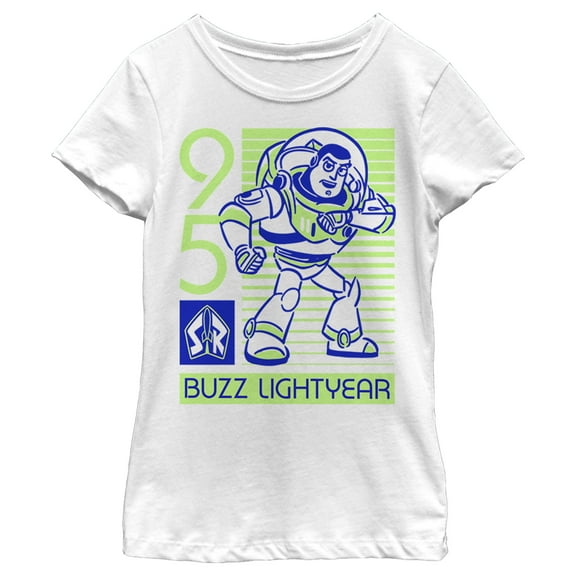 Girl's Toy Story Neon Buzz  Graphic Tee White X Small