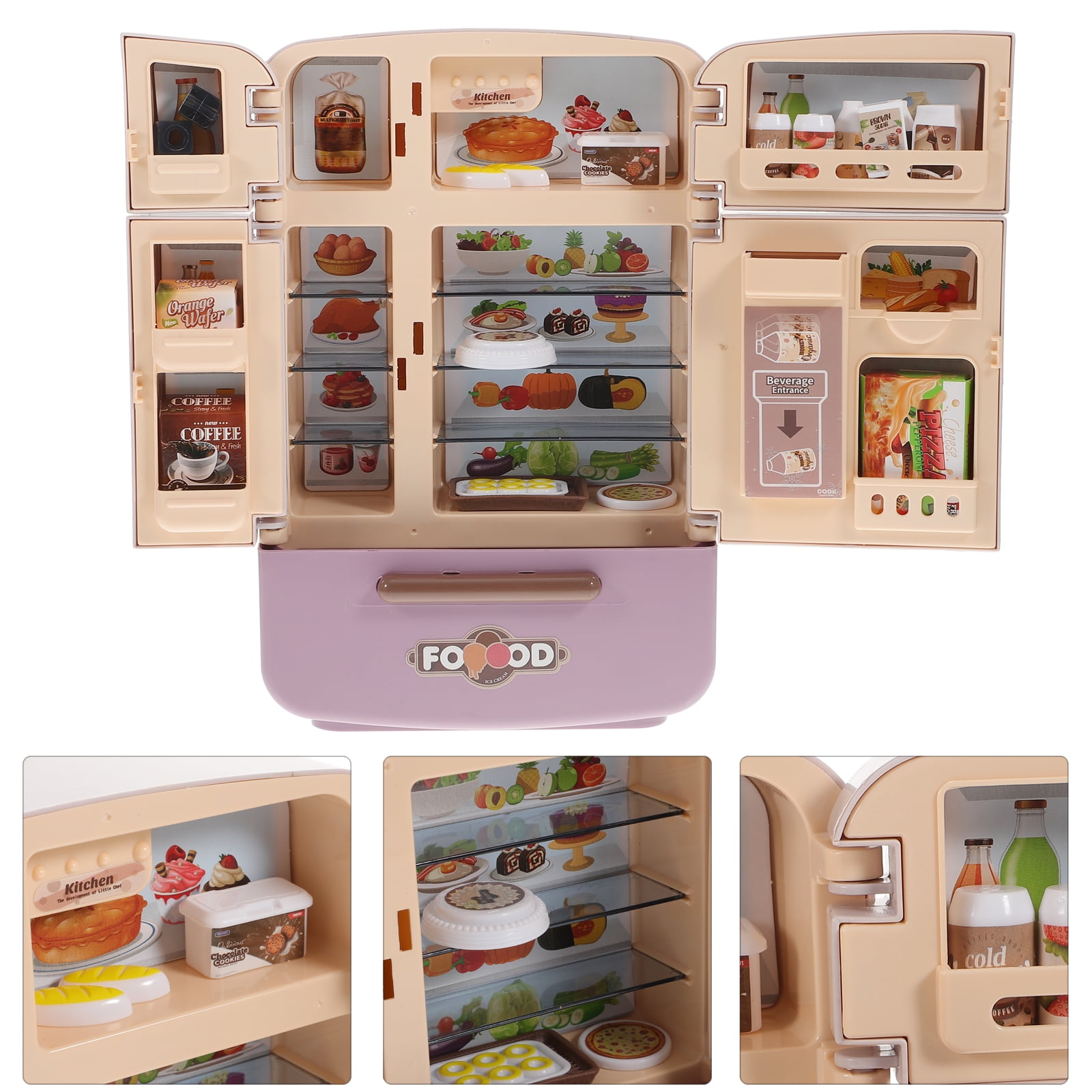Mini Refrigerator & Food Toy Set 16-Pieces