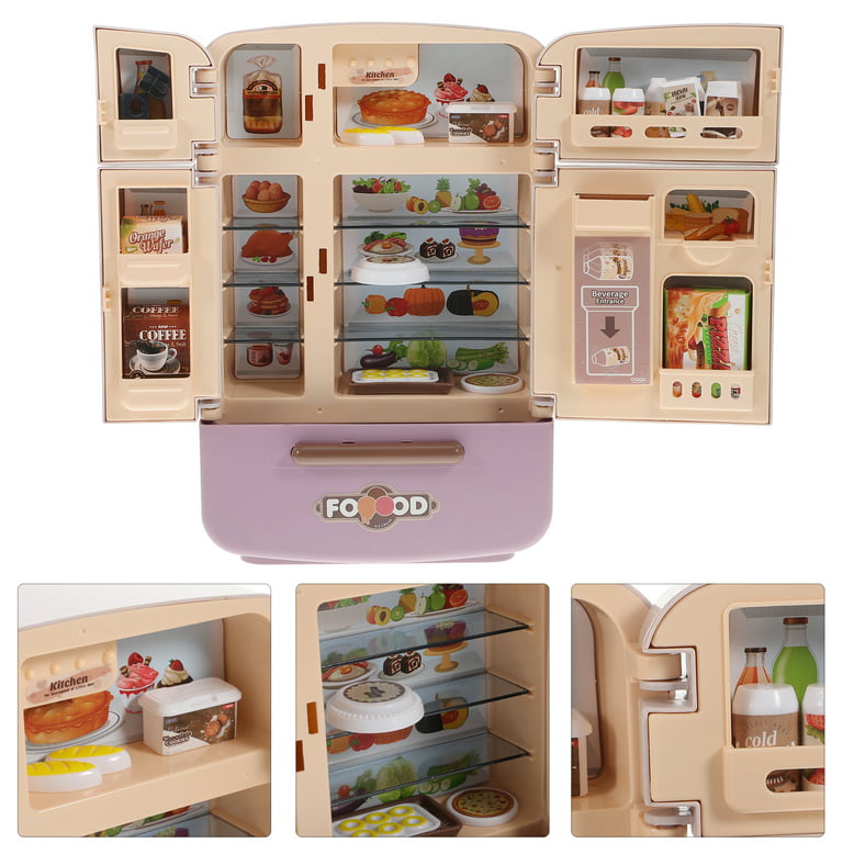 Mini Dollhouse Fridge Miniature Dollhouse Refrigerator Mini  Fridge Toy with Food Mini Toy Refrigerator with Ice Cubes Kids Play Kitchen  Furniture Toy Set : Toys & Games