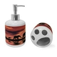 thumbnail image 2 of Ambesonne Africa Soap Dispenser & Toothbrush Holder Set, Wild Animals Silhouette View, 2 Pcs, Dark Coral Seal Brown, 2 of 6