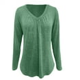 thumbnail image 5 of Yigetop Long Sleeve Casual Tops for Women, Womens T Shirts V Neck Short/Long Sleeve Casual Tops Soft Solid Basic Tee Fall Clothes Green XL, 5 of 5