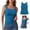 Blue, variant on Womens Plus Size Tank Top Built in Bra Square Neck Slim Fit Stretch Tops Sleeveless Seamless Layering Cami S-6XL,Pink