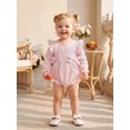 thumbnail image 5 of Cjfdfy Newborn Baby Girl Fall Romper Pink Gingham Long Sleeve Ruffle Bubble Bodysuit Baby Announcement Outfit Infant Cute Going Home Fall Winter Clothes 0-18M, 5 of 9