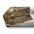 thumbnail image 3 of Wizard Soft Flannel Fleece Blanket, Wizard School Express Famous Train Landscape Glenfinnan Railway Viaduct Scotland Sunset, Cozy Plush for Indoor and Outdoor Use, 50" x 70", Brown, by Ambesonne, 3 of 6