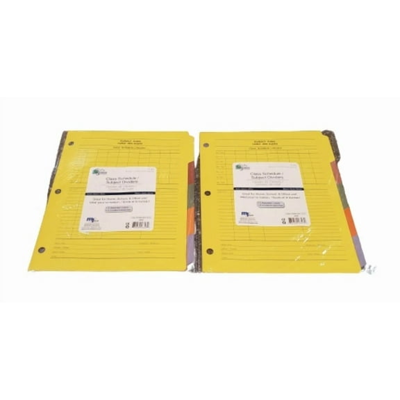 2 Organizer Class Schedule Subject Dividers 5 Pc 5 Asst'D Colors School College