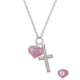 thumbnail image 2 of Delight Jewelry Baby Girl Pink Heart with Baby Feet I Set You Apart Engraved Cross Zoey Necklace, 28", 2 of 4