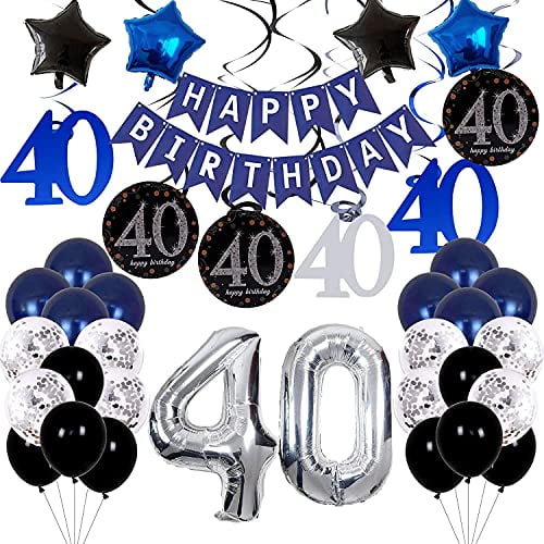 40th Birthday Decorations for Men Women- Blue Birthday Party ...
