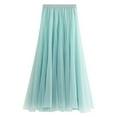 thumbnail image 2 of KOMOO Women Mesh Layered Midi Skirts Elastic High Waist Pleated Tulle Skirt Tutu A-line Midi Skirt, 2 of 3