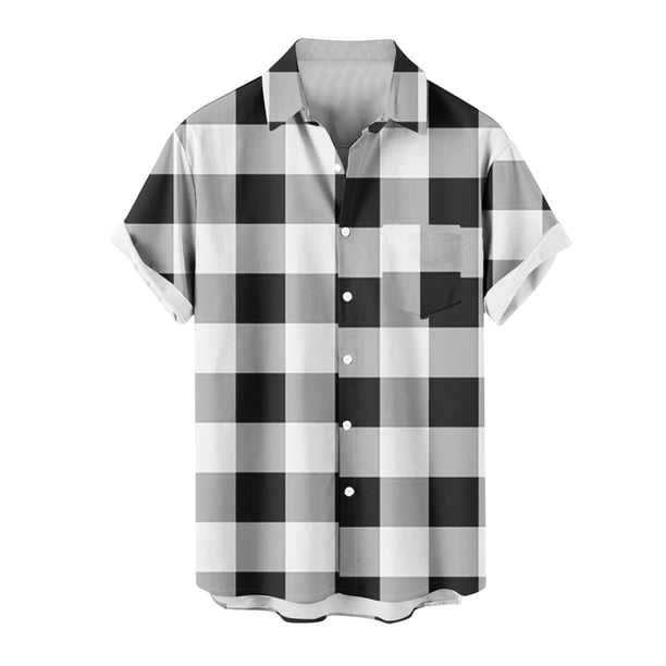 Mens Casual Manga Corta Botón Abajo Camisas, Cuello de Vuelta Impresión para el Verano, Al Aire Libre Y Desgaste Casual