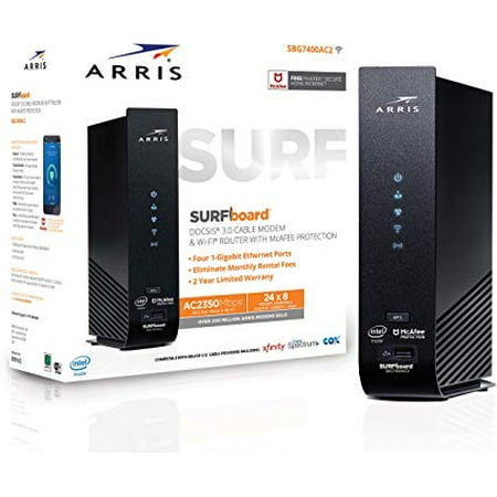 ARRIS SURFboard (24x8) DOCSIS 3.0 Cable Modem Plus AC2350 Dual Band Wi-Fi Router, approved for Cox, Spectrum, Xfinity & more