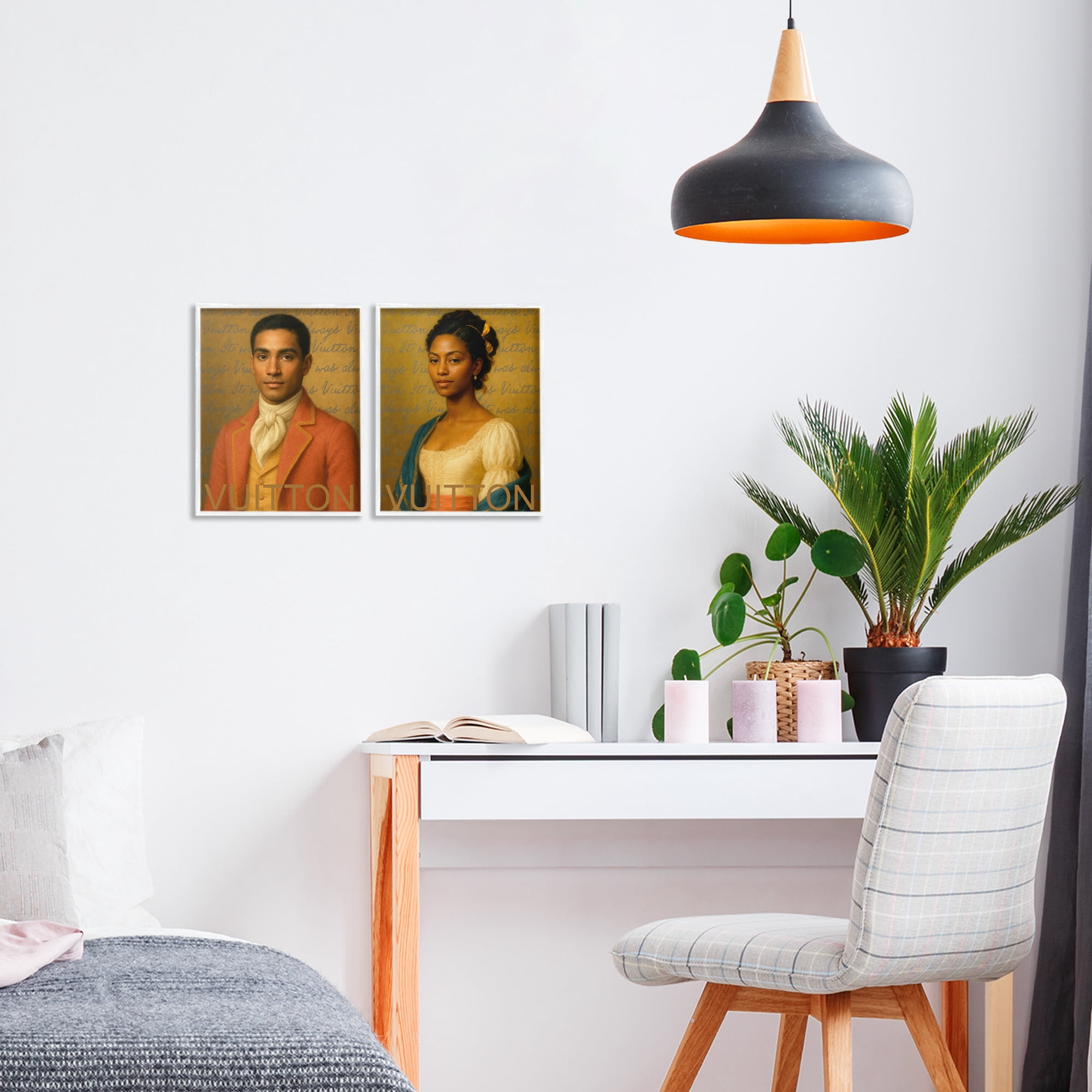 Stupell Industries Vintage Fashion Pair 2 Piece White Framed Giclee Art Set, design by Grotto Studios