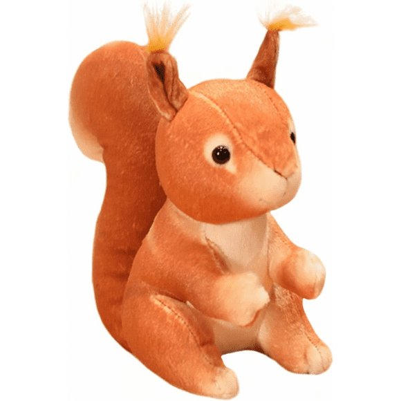 Cute squirrel plush lifelike nut stuffed animal, 9.8-inch medium hamster and squirrel soft pillow decoration gift