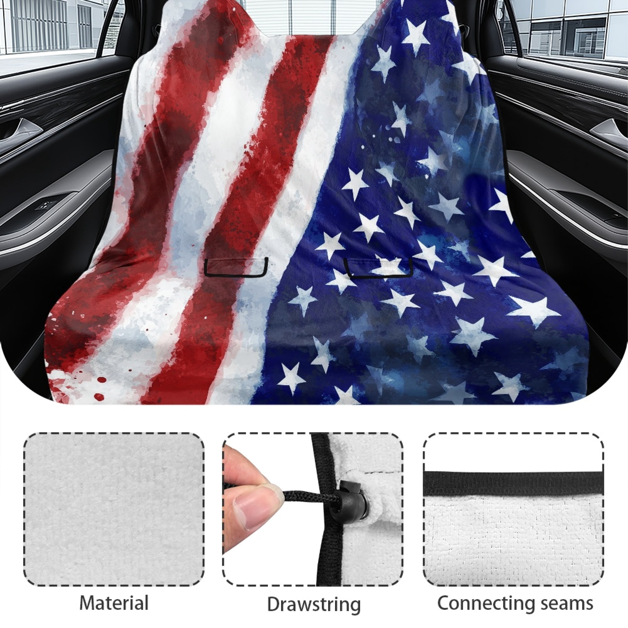 Xixirimido Patriotic American Flag Car Seat Cover Towel Backseat Breathable Rear Bench Towel Seat Covers for 4th of July Non-Slip Universal Fit for Sedan Trucks Van SUV, Auto Seat Protector