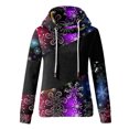 thumbnail image 4 of Sweat à Capuche d'Hiver pour Femmes Mode Pull de Noël Hoilidy Imprimé Xmas Pull Mi-Long Blouse Ample Col Rond Cardigan Chaud, 4 of 6