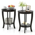 thumbnail image 1 of Costway 2 PCS 2-Tier End Table 18" Round Compact Sofa Side Nightstand with Storage Shelf Espresso, 1 of 9