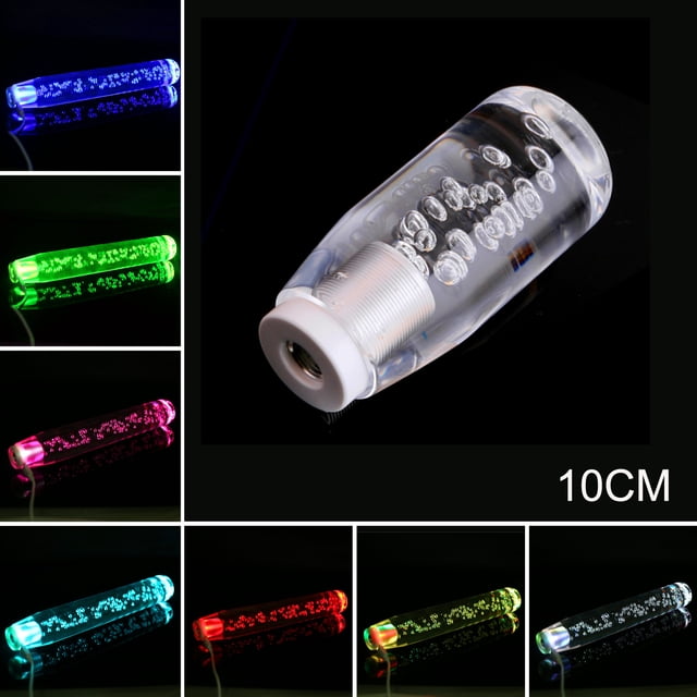 Levier de Vitesse à DEL RVB à Lumière, Bouton-Poussoir en Cristal Transparent à Bulles, Levier de Vitesse 10 Cm/15 Cm/20 Cm/25 Cm/30 cm, Dégradé Multicolore, Levier de Vitesse Universel